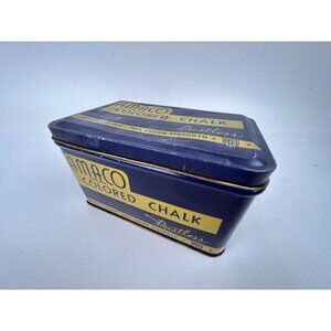 AMACO Colored Chalk Dustless Blue & Gold Tin #301 Made in USA Art Pastel Effects